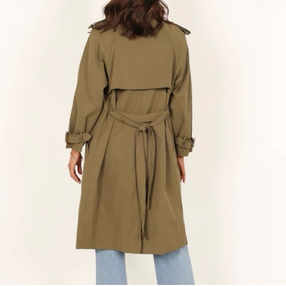 NWT Petal & Pup Olive Green Belted Double Breasted Trench Coat Size XS - Picture 3 of 14